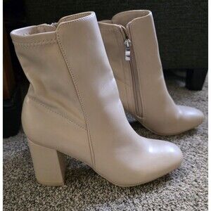 MIA Block Heel Boots Beige 9 Krysta Chunky Streetwear Trendy